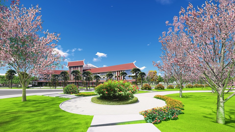 CẢNH QUAN CÂY XANH  TRUNG TÂM QUẢN LÝ ĐIỀU HÀNH VĂN PHÒNG THUỘC LÀNG VĂN HÓA-DU LỊCH CÁC DÂN TỘC VIỆT NAM
